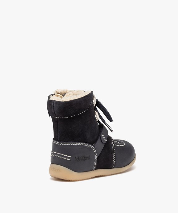 Boots bébé garçon dessus en cuir uni fourrées sherpa - Kickers vue4 - KICKERS - GEMO