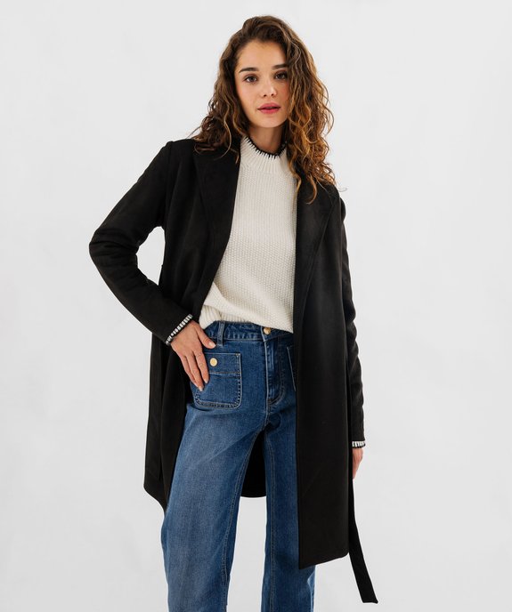 Manteau trench en suédine avec ceinture femme vue7 - GEMO 4G FEMME - GEMO