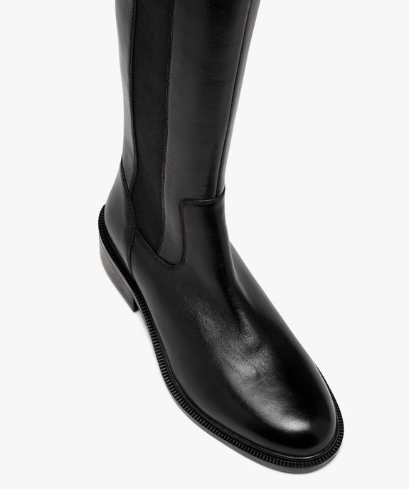 Bottes femme à talon plat en cuir uni et à zip - Taneo vue5 - TANEO - GEMO