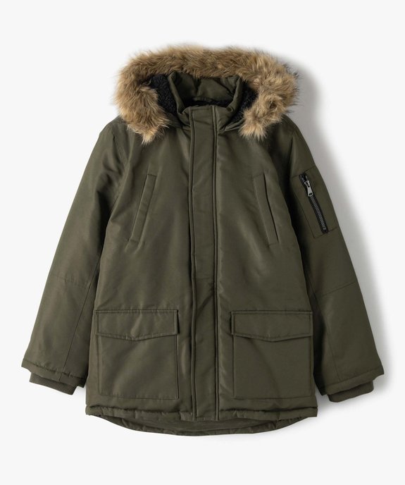 Blouson garçon matelassé avec doublure sherpa et capuche fantaisie vue2 - GEMO 4G GARCON - GEMO