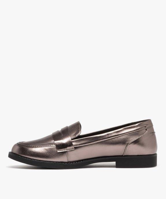 Mocassins femme unis effet métallisé Penny Loafer vue3 - GEMO (CASUAL) - GEMO