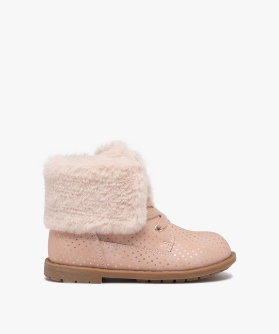 Boots fille unies à col retourné en peluche avec motif étoilé vue1 - GEMO (ENFANT) - GEMO