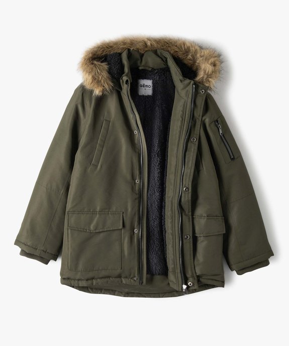 Blouson garçon matelassé avec doublure sherpa et capuche fantaisie vue3 - GEMO 4G GARCON - GEMO