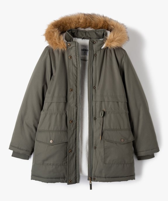 Parka en matière déperlante avec doublure peluche fille vue2 - GEMO 4G FILLE - GEMO