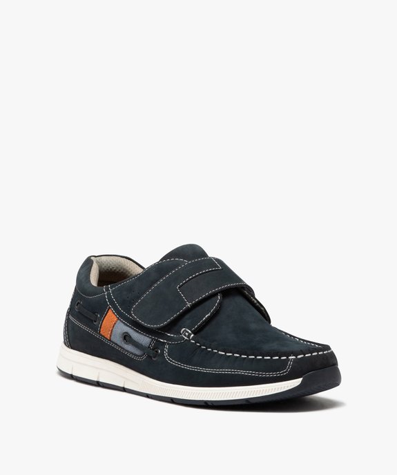 Chaussures bateau homme confort dessus en cuir uni et à scratch vue2 - G'FLEX GEMO FOR GOOD - GEMO