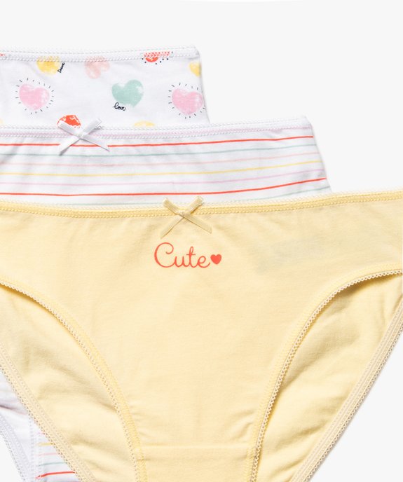 Culottes à motifs girly fille (lot de 3) vue2 - GEMO 4G FILLE - GEMO