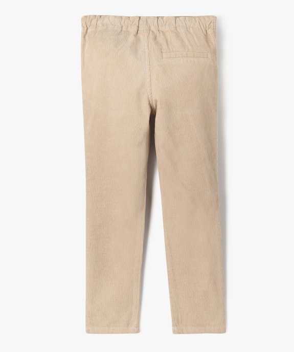 Pantalon chino en velours à taille élastiquée garçon vue4 - GEMO (ENFANT) - GEMO