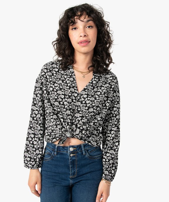 Blouse femme à manches longues à motifs fleuris vue2 - GEMO(FEMME PAP) - GEMO