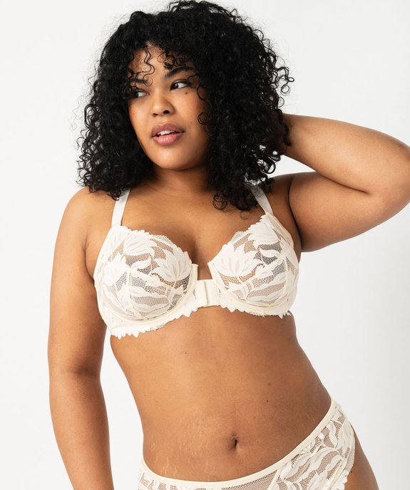 Soutien-gorge corbeille en dentelle grande taille ouverture devant  vue1 - GEMO(HOMWR FEM) - GEMO