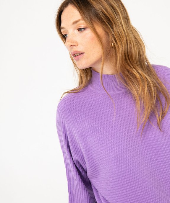 Pull à col montant en maille côtelée femme vue2 - GEMO(FEMME PAP) - GEMO