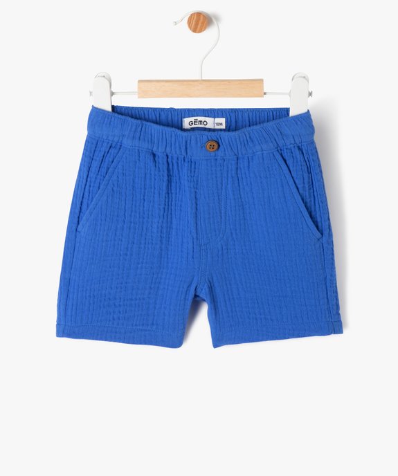 Short en gaze de coton bébé garçon vue1 - GEMO(BEBE DEBT) - GEMO