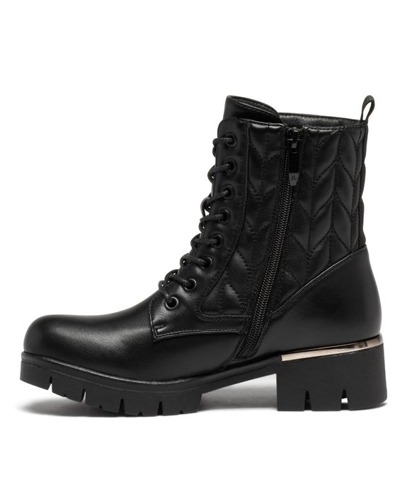 Boots femme dessus uni et matelassé à semelle crantée  vue3 - GEMO (CASUAL) - GEMO