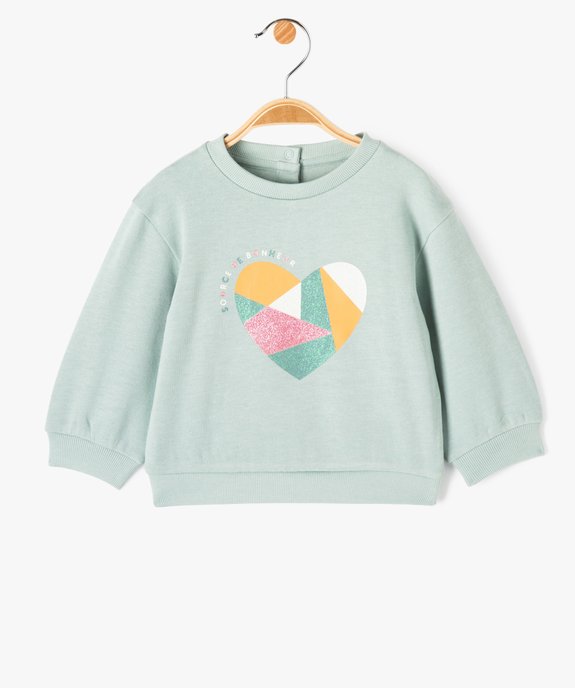 Sweat molletonné bébé fille avec motifs et message vue2 - GEMO 4G BEBE - GEMO