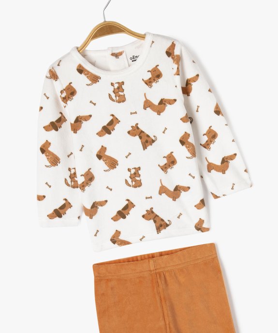 Pyjama en velours 2 pièces motifs chiens bébé garçon vue2 - GEMO 4G BEBE - GEMO