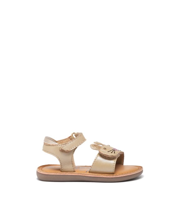 Sandales bébé fille unies en cuir métallisé avec bride scratch fantaisie - MOD8 vue1 - MOD8 - GEMO