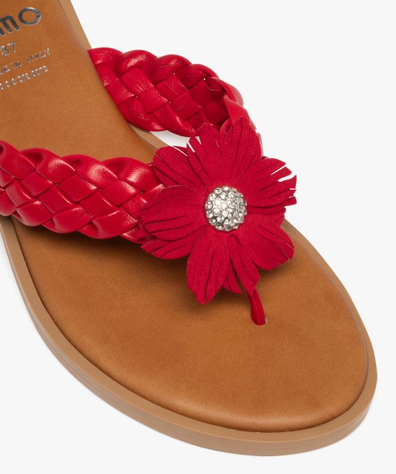 Mules femme à bride entre-doigts tressée avec fleur fantaisie vue6 - GEMO (CASUAL) - GEMO