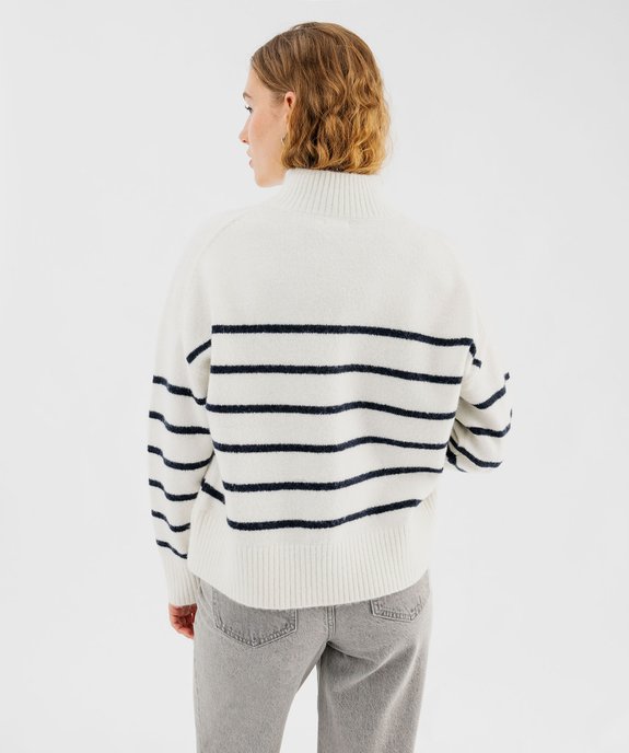 Pull col montant rayé avec couture sur l’avant femme vue3 - GEMO(FEMME PAP) - GEMO