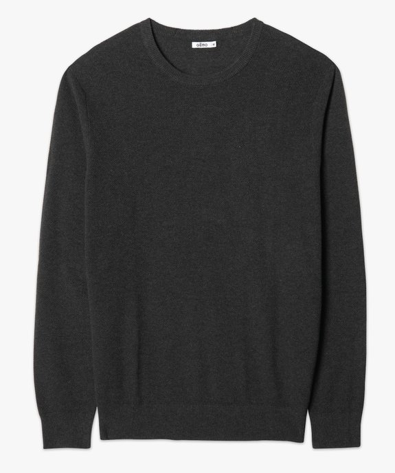 Pull homme en maille fantaisie avec col rond vue4 - GEMO (HOMME) - GEMO