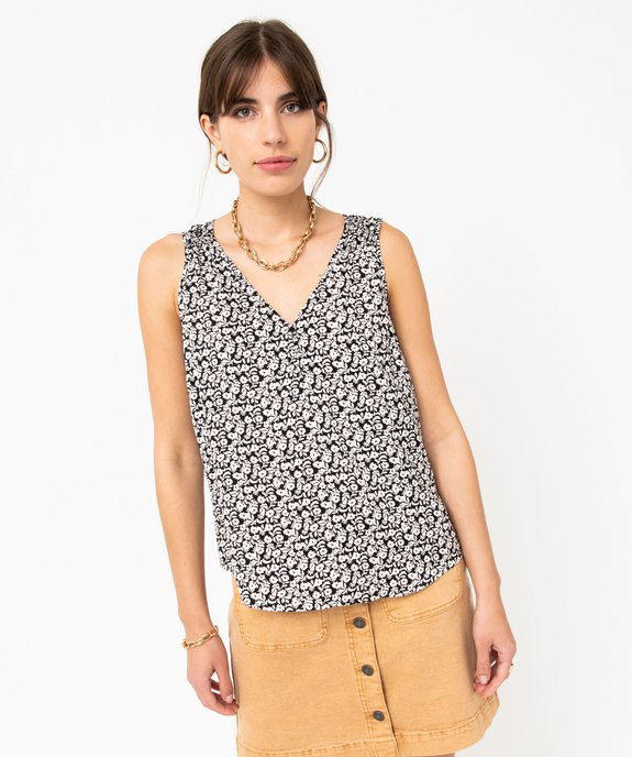 Blouse imprimée sans manches avec col V boutonné femme vue5 - GEMO 4G FEMME - GEMO