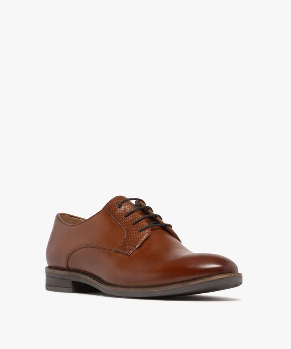 Derbies homme dessus en cuir bout one-cut avec détails effet perforé - Tanéo vue2 - TANEO - GEMO