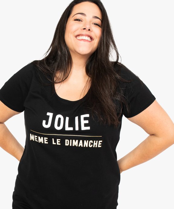 Chemise de nuit à manches courtes avec motifs femme grande taille vue2 - GEMO 4G FEMME - GEMO