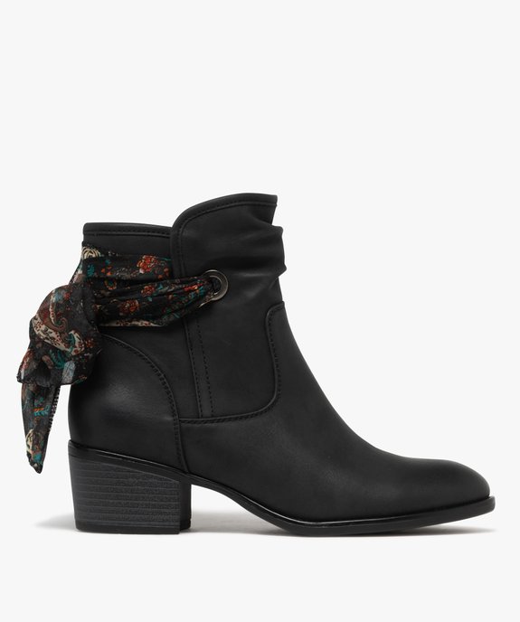 Boots femme fourrées à talon carré avec foulard noué style vintage vue2 - GEMO(URBAIN) - GEMO