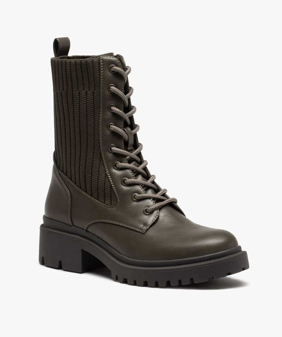 Bottines femme à semelle crantée et col chaussette vue3 - GEMO (CASUAL) - GEMO