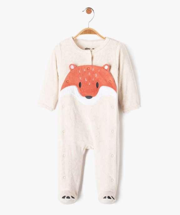 Pyjama en velours ouvert devant motif renard bébé garçon vue1 - GEMO(BEBE DEBT) - GEMO