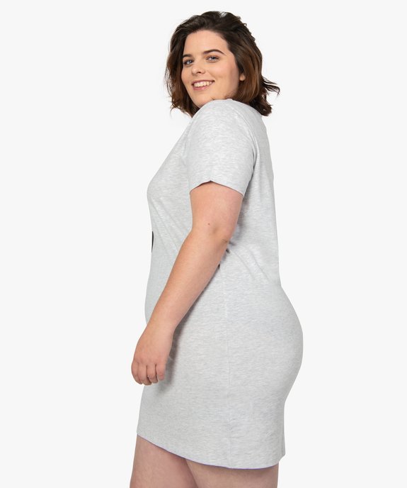 Chemise de nuit à manches courtes avec motifs femme grande taille vue3 - GEMO 4G FEMME - GEMO