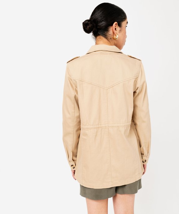 Veste femme saharienne avec broderies sur la poitrine vue3 - GEMO 4G FEMME - GEMO