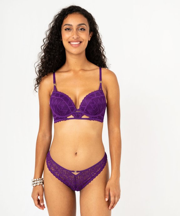 Soutien-gorge push-up en dentelle graphique à entre-bonnet fantaisie femme vue3 - GEMO(HOMWR FEM) - GEMO