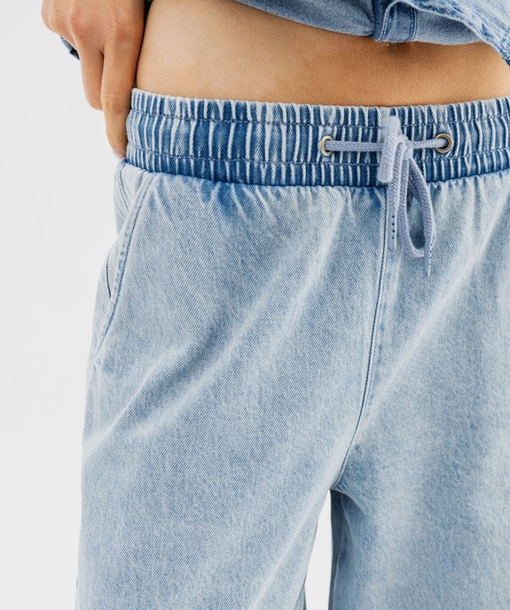 Jean large en denim délavé à taille élastiquée femme vue2 - GEMO(FEMME PAP) - GEMO