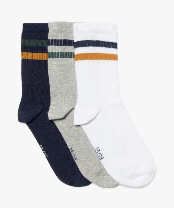 Chaussettes de sport avec bandes colorées garçon (lot de 3) vue1 - GEMO (ENFANT) - GEMO