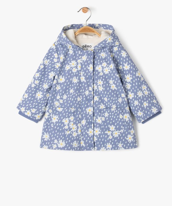 Manteau imperméable à capuche avec doublure peluche bébé fille vue1 - GEMO(BEBE DEBT) - GEMO