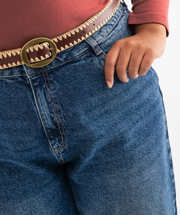 Jean droit à taille haute avec ceinture fantaisie femme grande taille vue2 - GEMO (G TAILLE) - GEMO