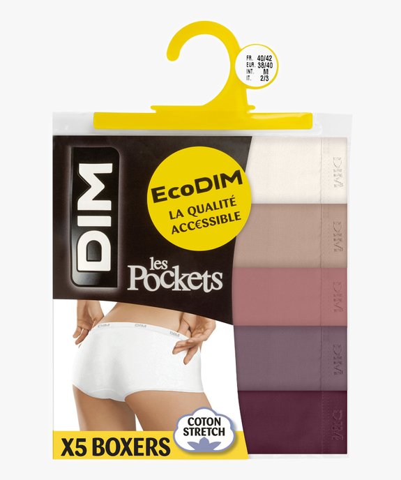 Shorties en coton stretch femme (lot de 5) - Les Pockets Eco Dim vue2 - DIM - GEMO