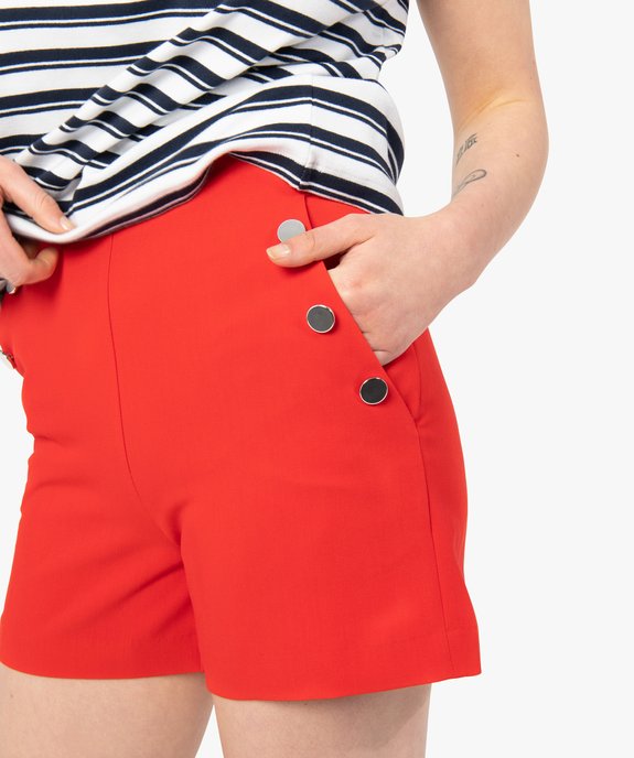 Short femme taille haute avec boutons sur les côtés vue2 - GEMO(FEMME PAP) - GEMO