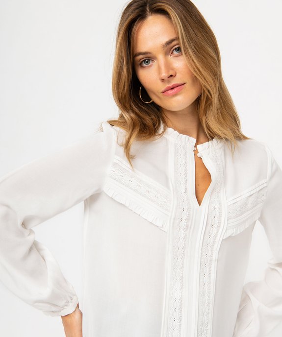 Blouse femme à manches longues avec empiècements dentelle vue5 - GEMO(FEMME PAP) - GEMO