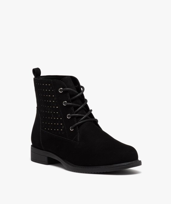 Boots lacées en suédine à détails dorés femme vue2 - GEMO (CASUAL) - GEMO