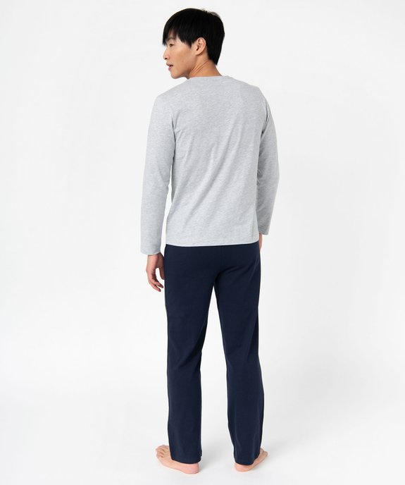 Pyjama à manches longues et pantalon large homme vue3 - GEMO 4G HOMME - GEMO