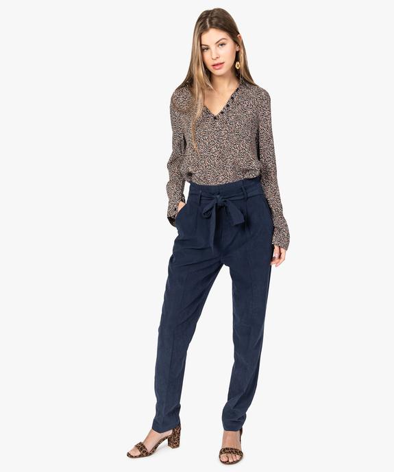 Blouse femme fluide à motifs et col v à boutons vue5 - GEMO(FEMME PAP) - GEMO