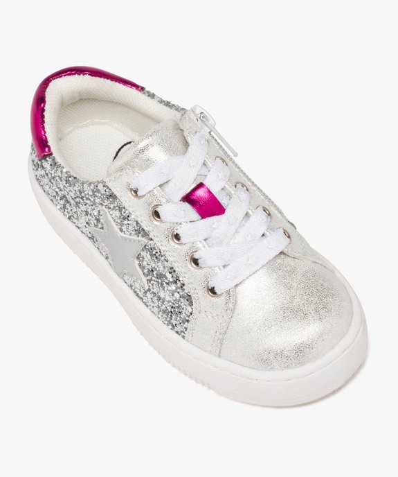 Baskets fille à strass avec lacets et zip détail étoile vue5 - GEMO 4G FILLE - GEMO