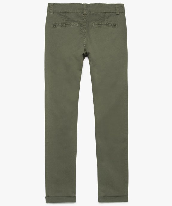 Pantalon garçon chino slim stretch à revers  vue2 - GEMO (JUNIOR) - GEMO