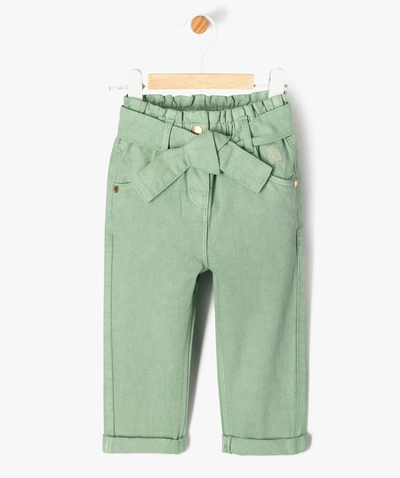 Pantalon en toile denim colorée bébé fille - LuluCastagnette vue1 - LULUCASTAGNETTE - GEMO