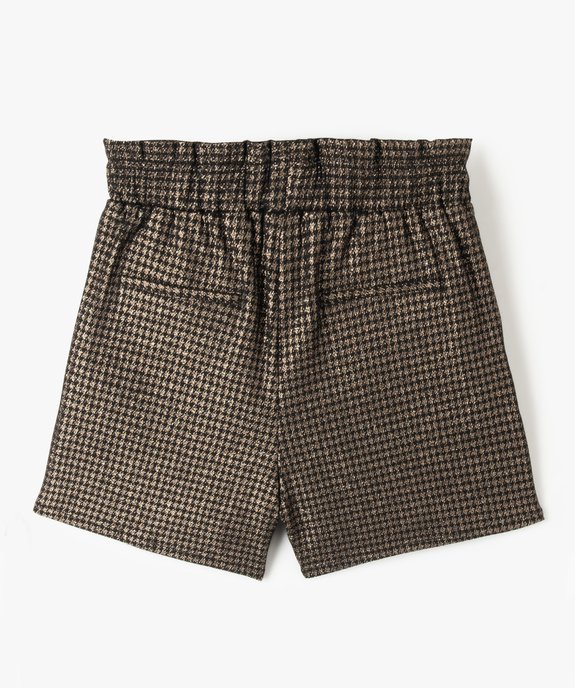 Short fille à taille élastiquée motif pied-de-poule doré vue3 - GEMO (JUNIOR) - GEMO