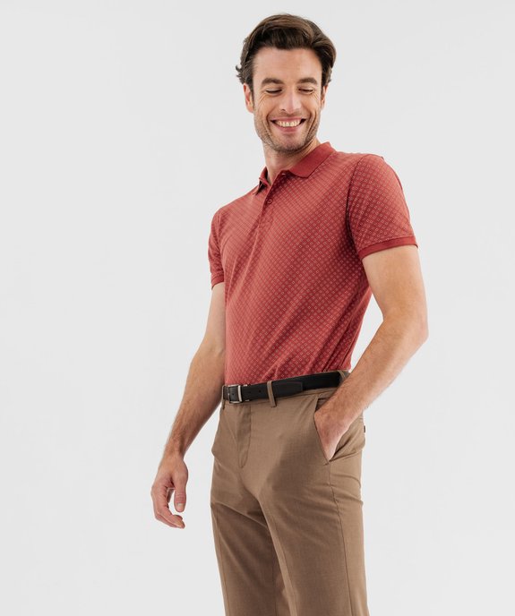 Polo manches courtes en maille piquée à petits motifs homme vue4 - GEMO 4G HOMME - GEMO