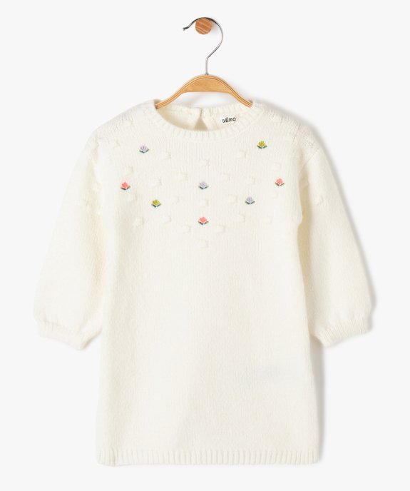 Robe pull bébé fille en maille brodée vue1 - GEMO(BEBE DEBT) - GEMO