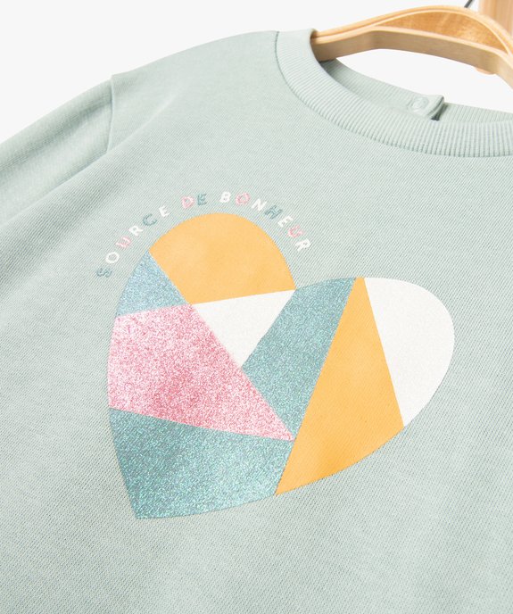 Sweat molletonné bébé fille avec motifs et message vue3 - GEMO 4G BEBE - GEMO