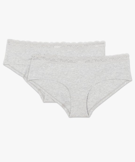 Shorty en coton stretch avec ceinture dentelle femme (lot de 2) vue7 - GEMO 4G FEMME - GEMO