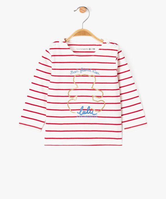 Tee-shirt manches longues rayé et pailleté bébé fille - LuluCastagnette vue1 - LULU G4G - GEMO